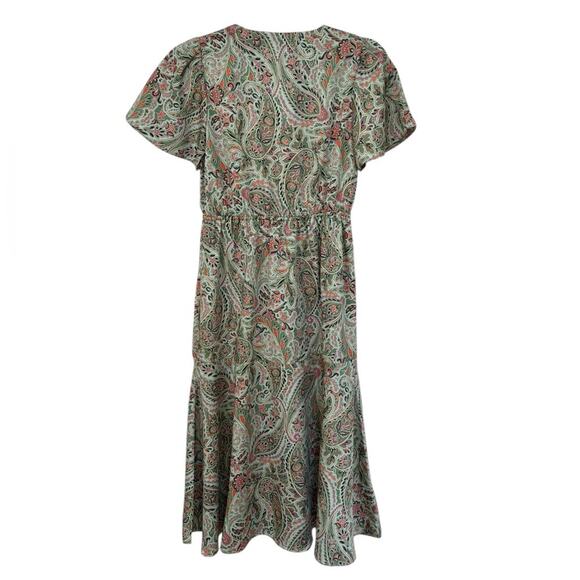NWT LOFT Petite Paisley Flounce Midi Wrap Dress - Size XS Petite - Picture 4 of 7